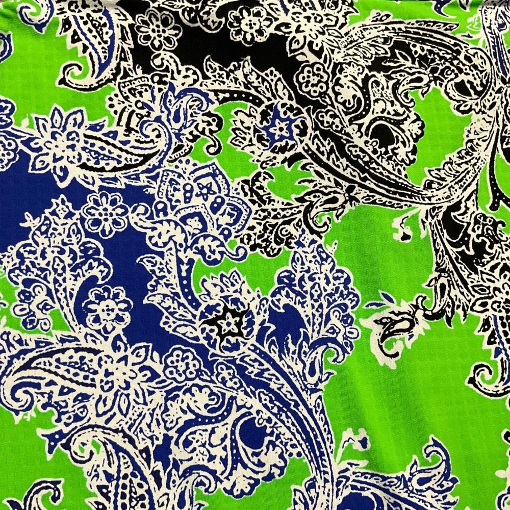 IBKUL Paisley Long Sleeve Quarter Zip Golf Shirt Womens XL Green Blue UPF50 - Picture 6 of 8